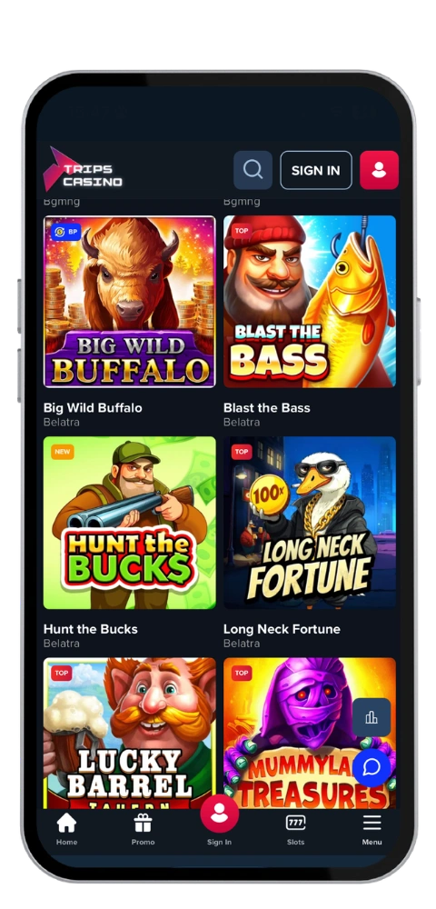 Trips Casino kasino applikasjon